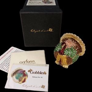 OBJECT D'ART Art Form Fine Collectibles Bling‎ Trinket Box Gobbles Turkey #18